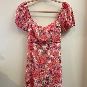 Hello Molly Samba Tonight Pink Floral Midi Dress (XS)